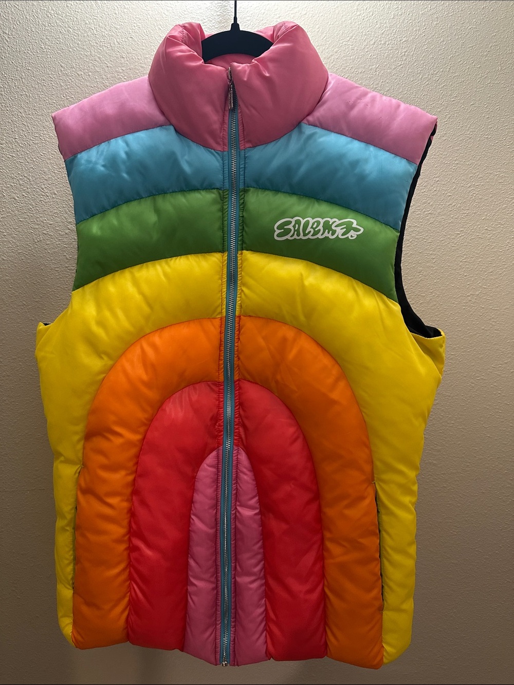 Salem7 Rainbow Colorblock Puffer Vest